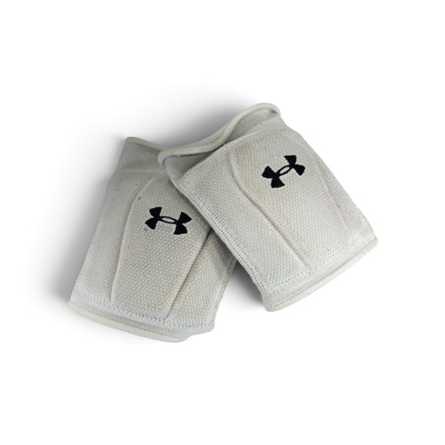 Vist Large View of Product Image Which is Used Under Armour Volleyball Knee Pads White/Grey Junior, front view
