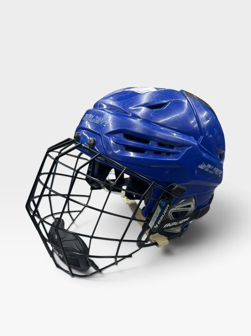 Vist Large View of Product Image Which is Used Bauer REAKT 95 Helmet Cage Combo Royal Blue SM