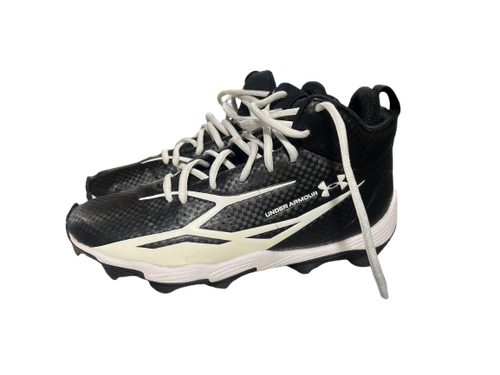 Vist Large View of Product Image Which is Used Under Armour SPOTLIGHT HAMMER SZ 7.5 Adult FB Cleats Black And White Senior 7.5