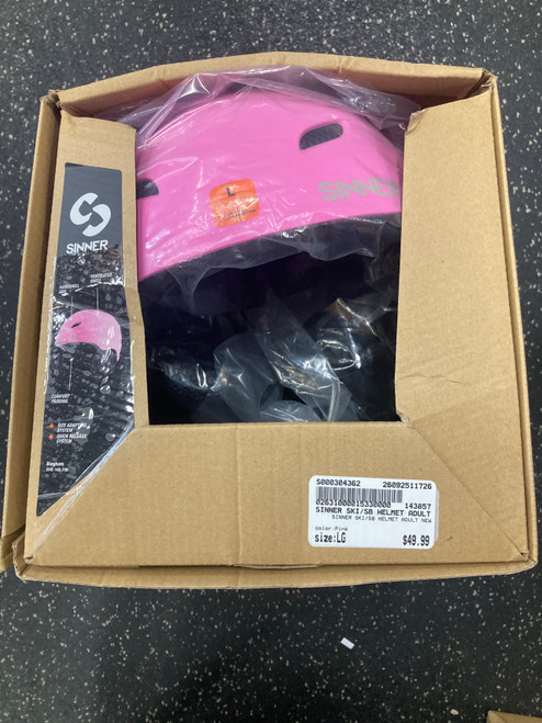 Vist Large View of Product Image Which is Used SINNER SKI/SB HELMET ADULT NEW Snowsport Helmet Adult Pink LG