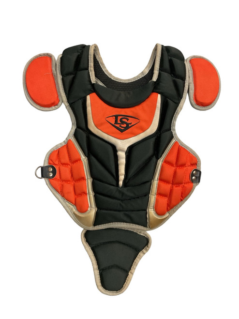 Vist Large View of Product Image Which is Used Louisville Slugger CATCHERS SHINGUARDS Catchers Leg Guards Orange Youth