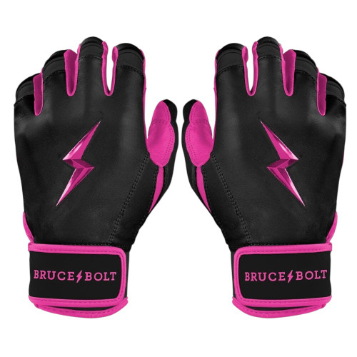 Vist Large View of Product Image Which is NEW BRUCE BOLT CREATOR SERIES “HOT PINK” PREMIUM PRO SHORT CUFF BATTING GLOVES - MD