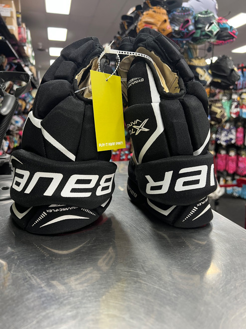 Vist Large View of Product Image Which is Used Bauer VAPOR X700 Senior Gloves Black 14"