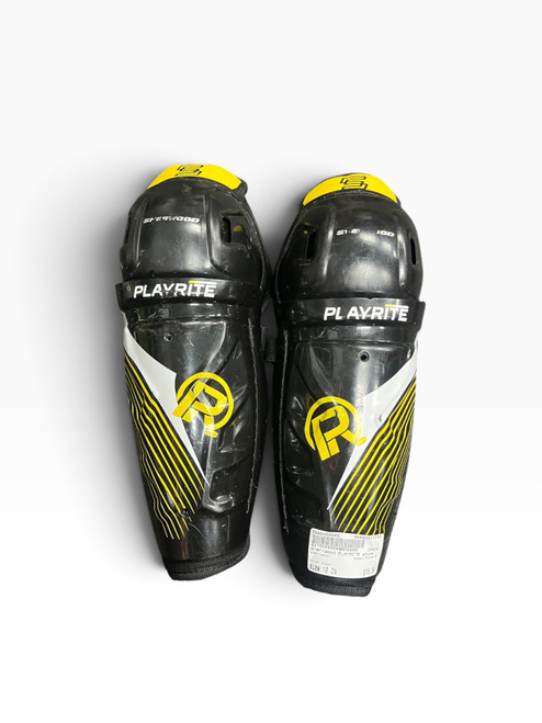 Vist Large View of Product Image Which is Used Sher-wood PLAYRITE Youth Shin Guards Black 10"