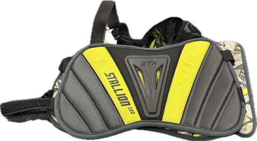 Vist Large View of Product Image Which is Used STX STALLION 100 Lacrosse Rib Pads Black LG