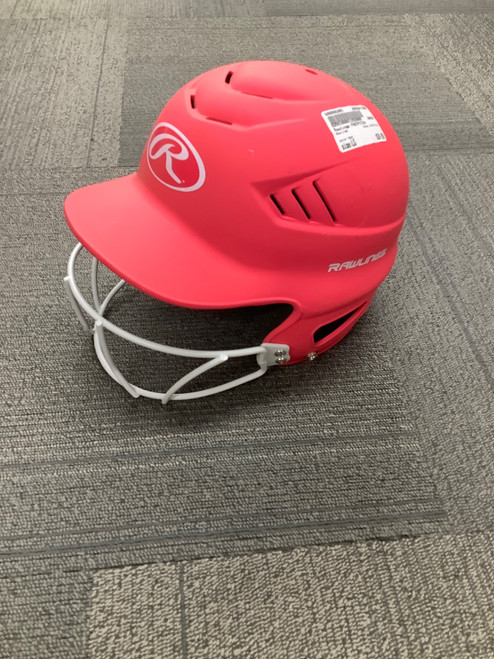 Vist Large View of Product Image Which is Used Rawlings FASTPITCH Batting Helmet w/Mask Red LG