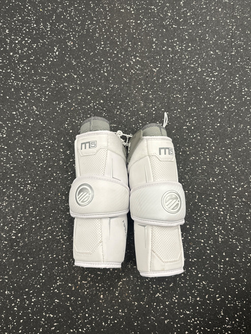Vist Large View of Product Image Which is Used Maverik M5 Lacrosse Arm Pads/Guards White LG