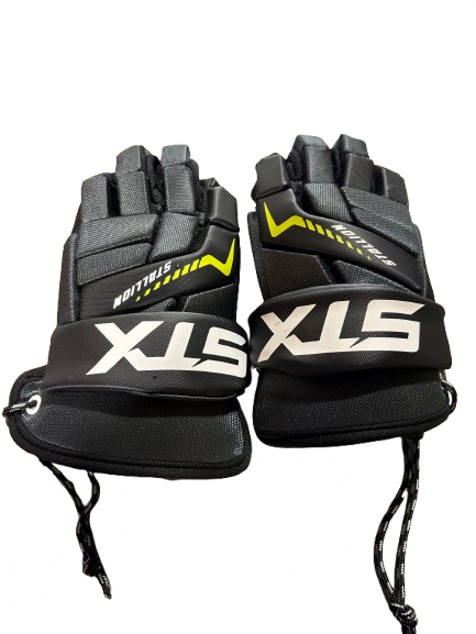 Vist Large View of Product Image Which is Used STX STALLION 200 GLOVES - MD Lacrosse Gloves Mens Black MD