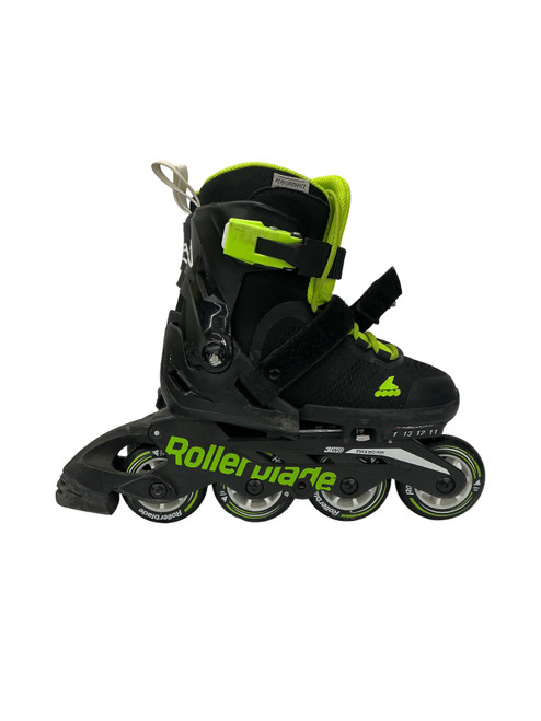 Vist Large View of Product Image Which is Used Rollerblade MICROBLADE 3WD Junior Roller Quad Skates Green Adjustable