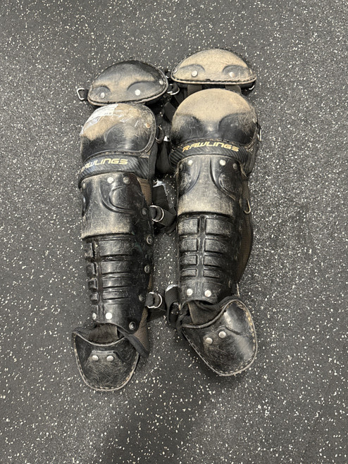 Vist Large View of Product Image Which is Used Rawlings LGPLY-B Catchers Leg Guards Black Youth
