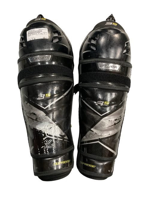 Vist Large View of Product Image Which is Used Bauer SUPREME 3S PRO Intermediate Shin Guards Black 14"