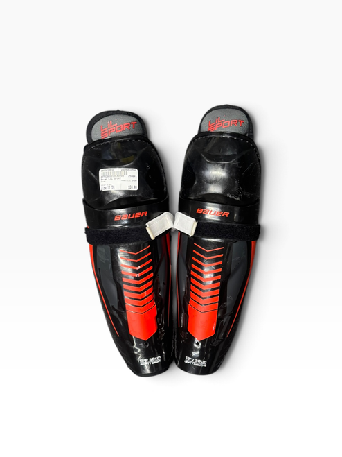 Vist Large View of Product Image Which is Used Bauer LIL SPORT Junior Shin Guards Black 12"