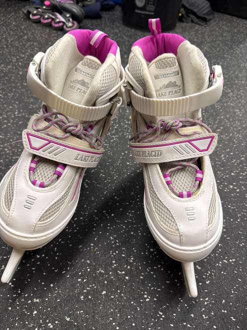 Vist Large View of Product Image Which is Used Lake Placid ADJUSTABLE Womens Softboot Skate White Adjustable