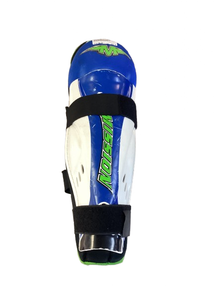 Vist Large View of Product Image Which is Used Mission MATRIX Senior Shin Guards Royal Blue 16"