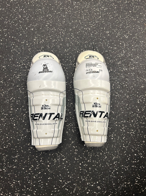 Vist Large View of Product Image Which is Used USA Hockey RENTAL Youth Shin Guards White 10"
