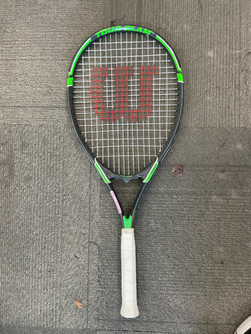 Vist Large View of Product Image Which is Used Wilson STOP SHOCK Adult Tennis Racquet Grey 4 1/4"