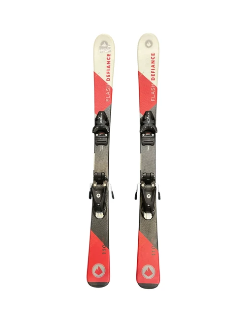 Vist Large View of Product Image Which is Used Elan FLASH DEFIANCE Boys DH Ski/Binding White/Black/Red 110 cm