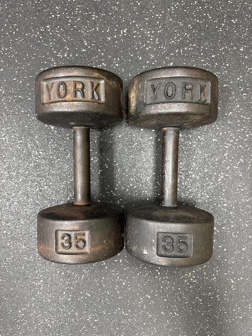 Vist Large View of Product Image Which is Used York 35LB YORK HEX DUMBBELL PAIR 