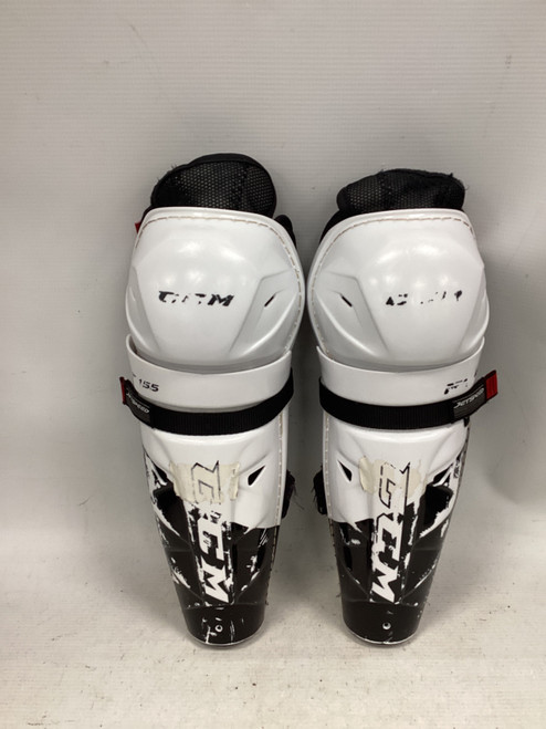 Vist Large View of Product Image Which is Used CCM JETSPEED FT455 Junior Shin Guards White 12"