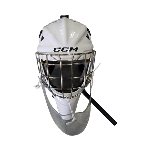 Vist Large View of Product Image Which is Used CCM AXIS F5 GOALIE HELMET Senior Goalie Helmet/Mask White One Size