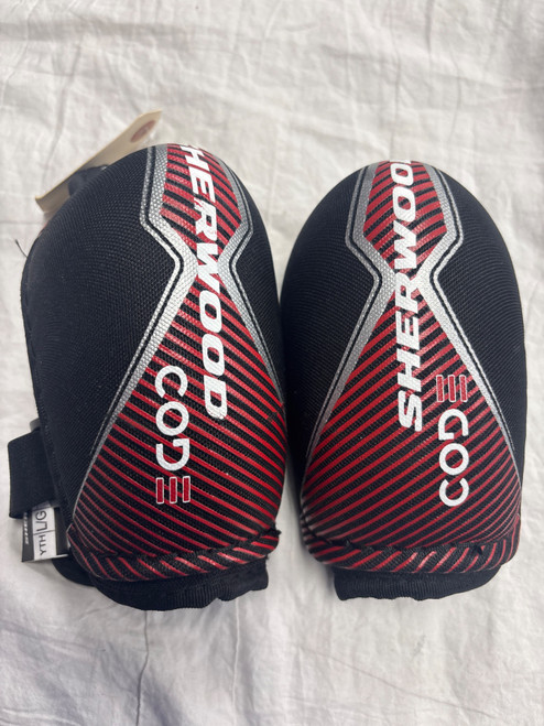 Vist Large View of Product Image Which is Used Sher-wood CODE Youth Elbow Pads LG