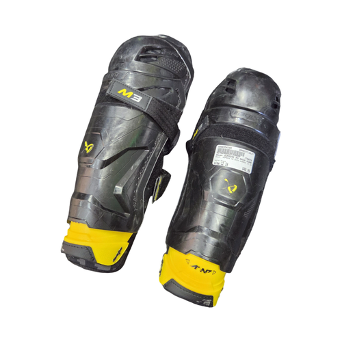 Vist Large View of Product Image Which is Used Bauer SUPREME M3 SHIN GUARDS 12 IN Junior Shin Guards Black 12"