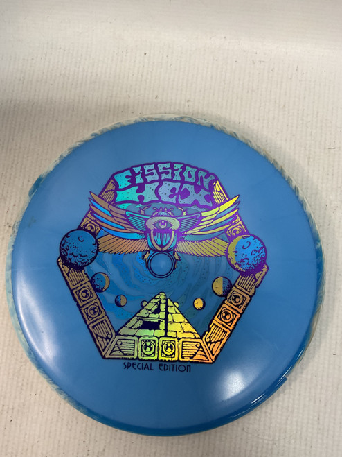 Vist Large View of Product Image Which is Used Axiom FISSION HEX Disc Golf Mid Range Royal Blue