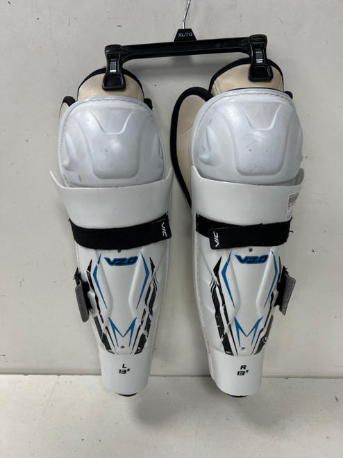 Vist Large View of Product Image Which is Used Vic CX2 Junior Shin Guards White 13"