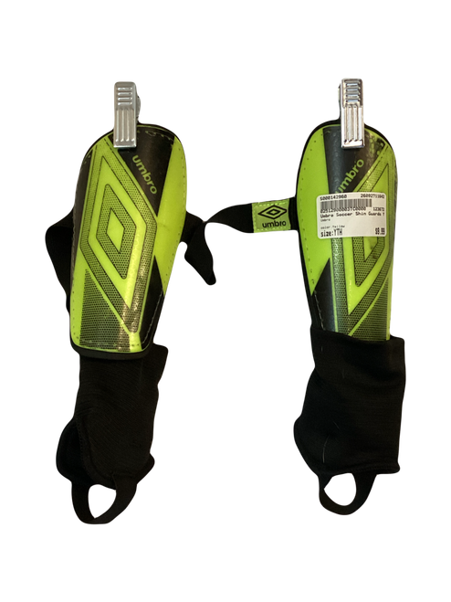 Vist Large View of Product Image Which is Used Umbro Soccer Shin Guards Youth Yellow Youth