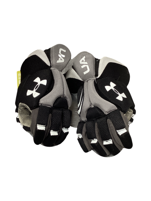 Vist Large View of Product Image Which is Used Under Armour LAX GLOVES Lacrosse Gloves Junior Black SM