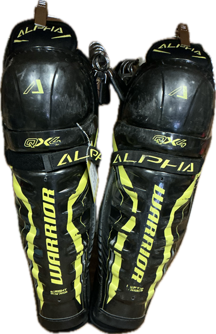 Vist Large View of Product Image Which is Used Warrior QX ALPHA Senior Shin Guards Black 16"
