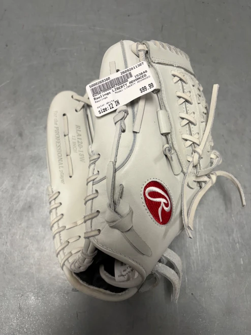 Vist Large View of Product Image Which is Used Rawlings LIBERTY ADVANCED BB/SB Glove LH Throw White 12"