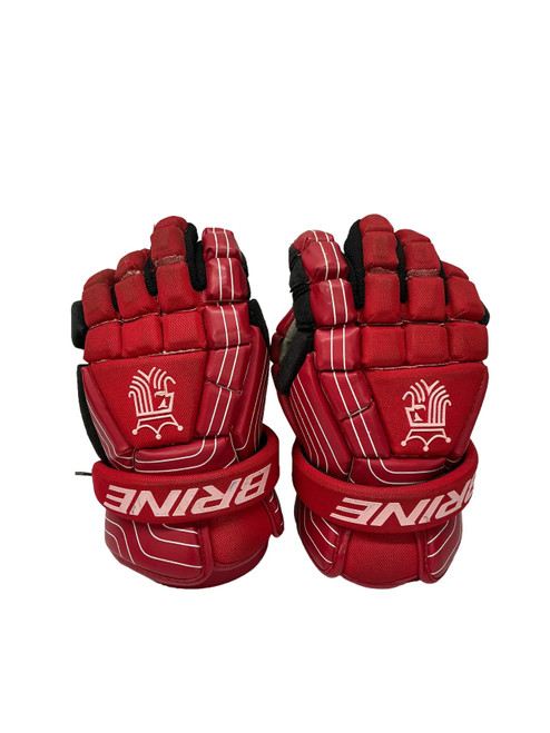 Vist Large View of Product Image Which is Used Brine LAX GLOVES Lacrosse Gloves Mens Red 13"