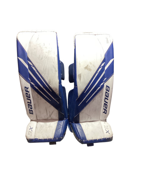 Vist Large View of Product Image Which is Used Bauer 3X Goalie Leg Pads Inter Royal Blue And White 30"
