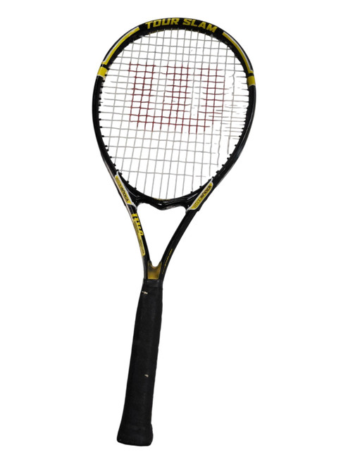Vist Large View of Product Image Which is Used Wilson TOUR SLAM Adult Tennis Racquet Black 4 1/2"