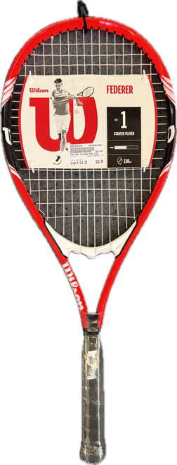 Vist Large View of Product Image Which is Used Wilson FEDERER 110 Adult Tennis Racquet Orange 4 3/8"