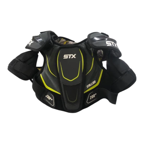 Vist Large View of Product Image Which is Used STX 200+ Lacrosse Shoulder Pads Black MD
