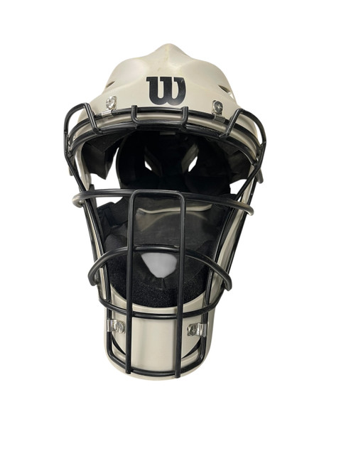 Vist Large View of Product Image Which is Used Wilson CATCHERS HELMET W/MASK Catchers Helmet w/Mask Grey LG