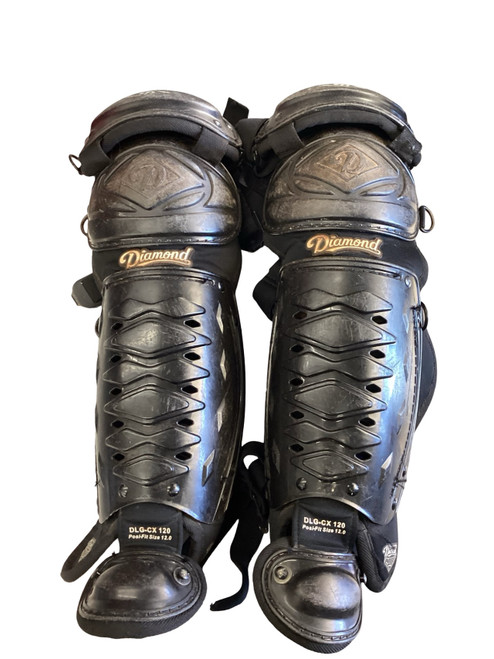 Vist Large View of Product Image Which is Used Diamond CATCHERS SHIN GUARDS Catchers Leg Guards Black T-Ball