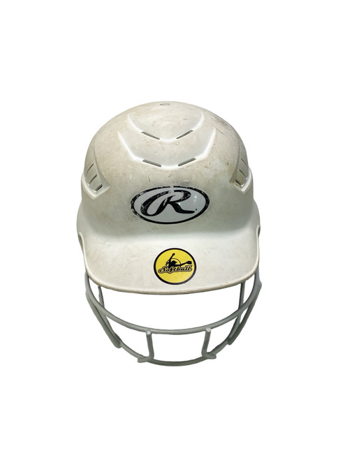 Vist Large View of Product Image Which is Used Rawlings 6 1/2 - 7 1/2 Batting Helmet w/Mask White One Size