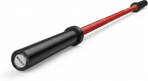 Vist Large View of Product Image Which is New Elite Edge 7ft OLYMPIC BAR 45lb 2in, RED/BLACK, 1500lb High Capacity