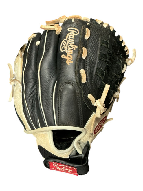Vist Large View of Product Image Which is Used Rawlings SHUT OUT SERIES RH Throw Fastpitch Gloves Black 11 1/2"
