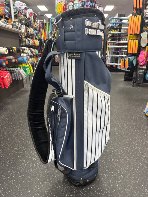 Vist Large View of Product Image Which is Used Jones CLASSIC PINSTRIPE STAND BAG Mens Stand Bag Navy Blue