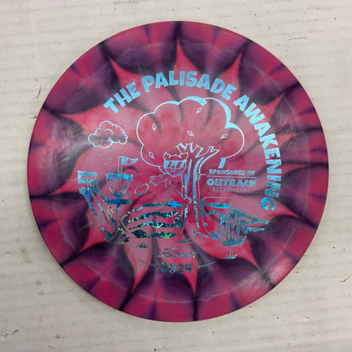 Vist Large View of Product Image Which is Used Discraft ESP SWIRL RAPTOR Disc Golf Mid Range Pink 179g