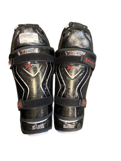 Vist Large View of Product Image Which is Used Bauer XPRO LITE SHIN Senior Shin Guards Black 12"