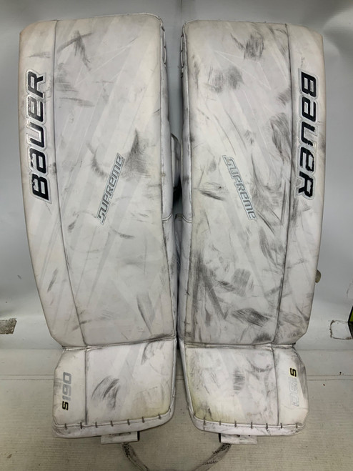 Vist Large View of Product Image Which is Used Bauer SUPREME S190 32+1 Goalie Leg Pads Inter White 32"