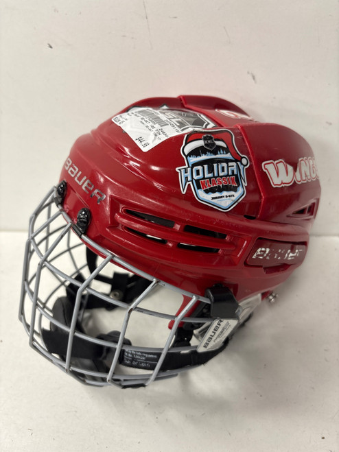 Vist Large View of Product Image Which is Used Bauer RE-AKT 100 YTH Helmet Cage Combo Red XS