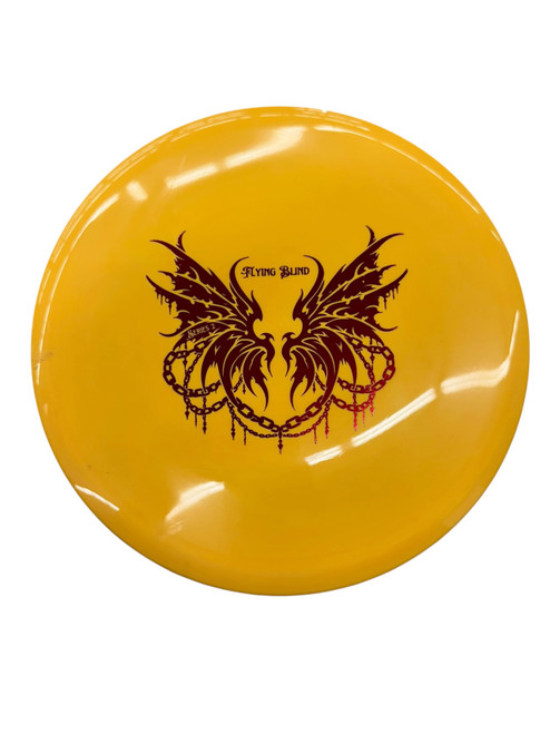 Vist Large View of Product Image Which is Used Innova FLYING BLIND SERIES 2 Disc Golf Mid Range Gold