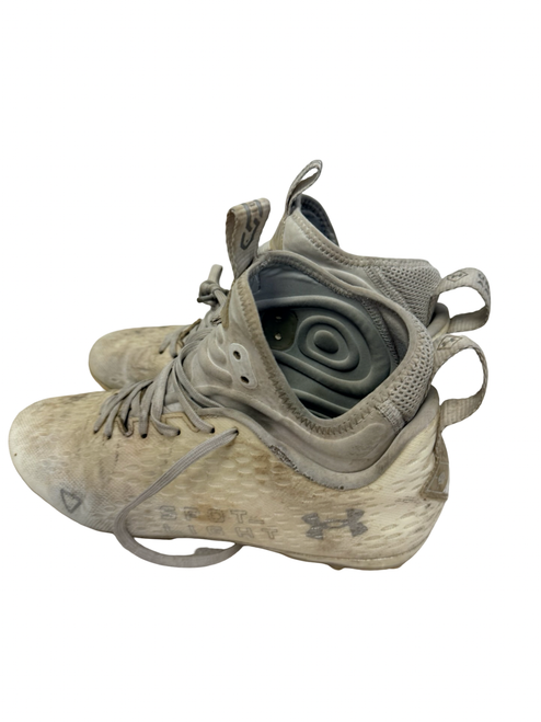 Vist Large View of Product Image Which is Used Under Armour Spotlight Lux MC 2.0 'White Metallic Silver' 3025082-100 Mens Lacrosse Cleats White Size 8.5
