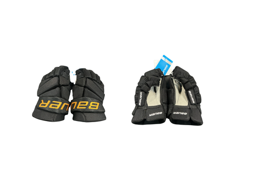 Vist Large View of Product Image Which is Used Bauer TEAM VAPOR ELITE Junior Gloves Black And Gold 10"